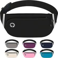 Riñoneras para mujeres y hombres, riñonera impermeable con tira reflectante, bolsa de cinturón ligera y delgada con correa ajustable sin rebote para correr, viajar, hacer senderismo, caminar y deporte (Negro) - Negro - Ver 12
