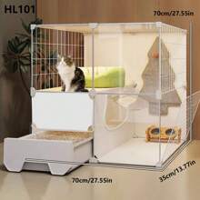Indoor Cat Cage, Integrated With Cat Litter Box, Cat Bed, Suitable For 1 Room 1 Bathroom Apartment