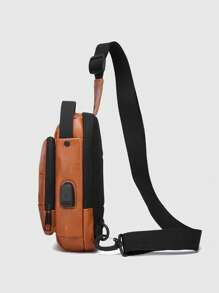 Men's PU Leather Sling Bag|Vintage Style With Anti-Theft Lock|Lightweight Chest Bag For Travel & Daily Use