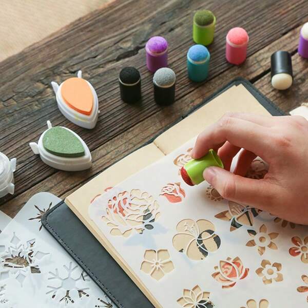 2pcs/Set Creative Ink Blotting Tools Scrapbooking Supplies, Hollow Drawing Ruler For Bullet Journal Painting, Smudge Effect