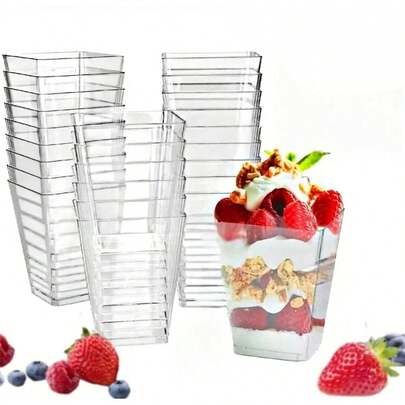 10/20/50/100pcs Dessert Cups, Mousse Cups, Suitable For Outdoor Party, Transparent Cups For Yogurt Parfait, Ice Cream, Cheesecake And Mini Desserts - Birthday, Wedding, Holidays (Christmas, Eid)