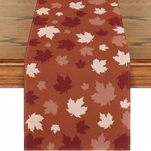 1pc Maple Leaf Autumn Table Runner, Seasonal Fall Kitchen Dining Table Decor For Home And Party - Orange - View 11