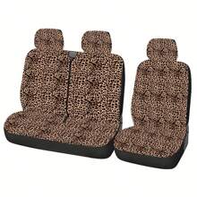 Fundas de asiento de coche con estampado de leopardo de cobertura total, ajustable para sedán, SUV y camioneta, protector de cojín, opciones disponibles de individual/doble/3 asientos/5 asientos, tela duradera para todo tipo de clima