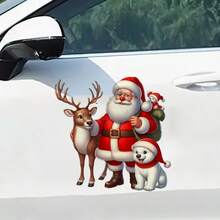 Adesivo per auto di Babbo Natale e renne, finitura opaca, impermeabile, rimovibile, autoadesivo, facile da applicare e staccare, decorazione natalizia rimovibile per auto e pareti - decorazione natalizia usa e getta, decorazione per feste di Natale | Adesivo da parete natalizio cartoonesco, adesivo da parete, adesivo, decorazione per la casa, decorazione per la stanza