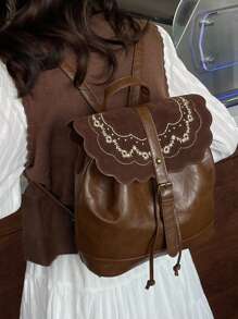 Mochila Retrô Minimalista de Grande Capacidade, Nova Mala Casual Popular de PU para Trabalho, Viagem, Compras, Bolsas Femininas, Versátil