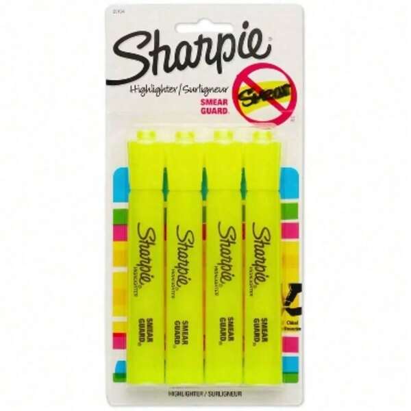 4pk Highlighters Smear Guard Chisel Tip Yellow: Bold Markers For School & Office, Art Stationery