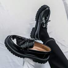 Men's Leather Thick Soled Shoes Men's Handmade Shoes Casual Leather Shoes Men's Formal Loafers - 黑色 - 查看 4