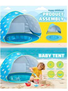 Children's Portable Beach Tent With Quick Opening Sun Umbrella And Water Play Tent For Convenient And Fast Storage