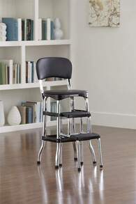 11120CBB1E Black Retro Counter Chair / Step Stool, Black - 珊瑚粉 - 查看 6