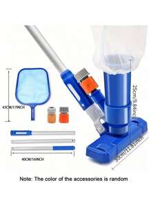 Portable Pool Vacuum Cleaner With Pool Net Separator - Ideal For Above-Ground Pools, Hot Tubs, And Fountains - Removes Leaves And Debris Effortlessly, 2 Categories To Choose From, Pool Maintenance Efficient Pool Cleaning Durable Plastic Handle