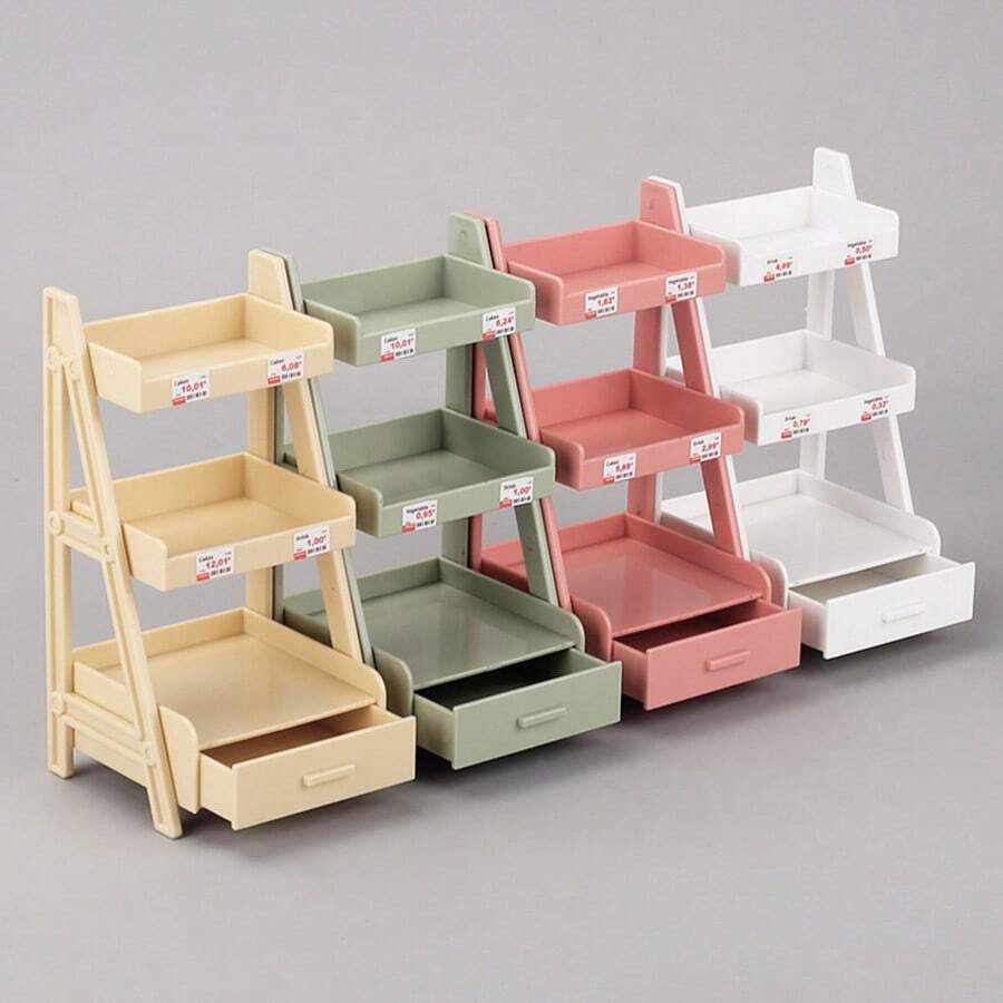 1pc Mini Rack Shelf, Miniature Flower Shelf Model Toy, DIY Dollhouse Furniture, Simulated Home Play Toy, Mini Kitchen Cabinet Display, Party Favor Gift - Multicolor - View 1