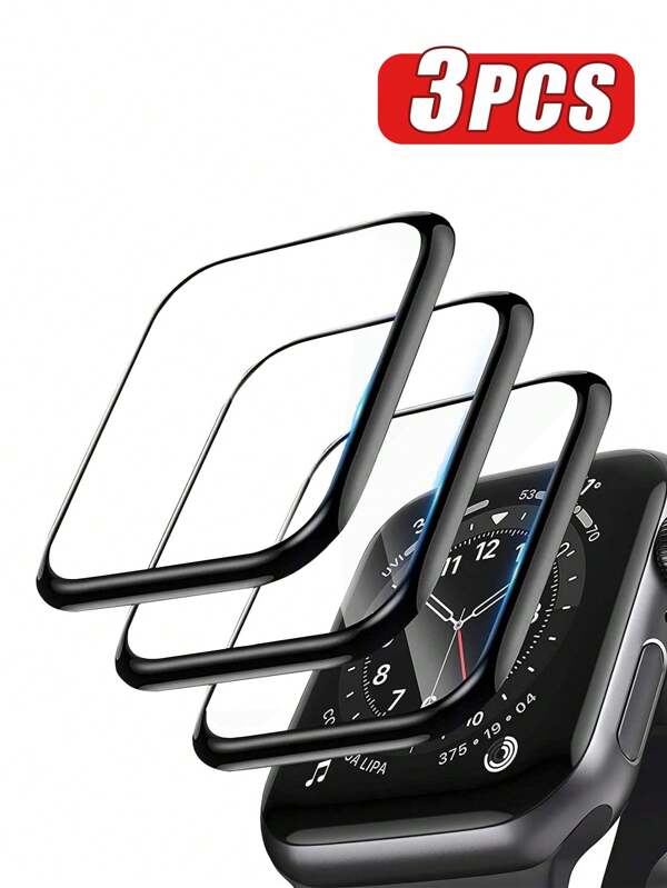 3 قطع من أغطية حماية الشاشة متوافقة مع ساعة أبل، هدية لعيد الميلاد، العائلة، الأصدقاء، غطاء الشاشة، غطاء الساعة، اكسسوارات الساعة، مقاومة للماء والصدمات ومقاومة للخدش ومقاومة للبصمات، تغطية كاملة