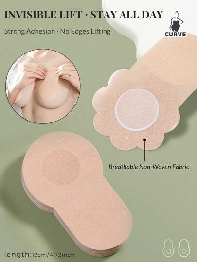 50/40/20/10/2 piezas Cinta invisible para levantar el busto y cubre pezones - Almohadillas descartables de elevación de no tejido como alternativa al sostén para vestidos sin tirantes y espalda descubierta para busto grande