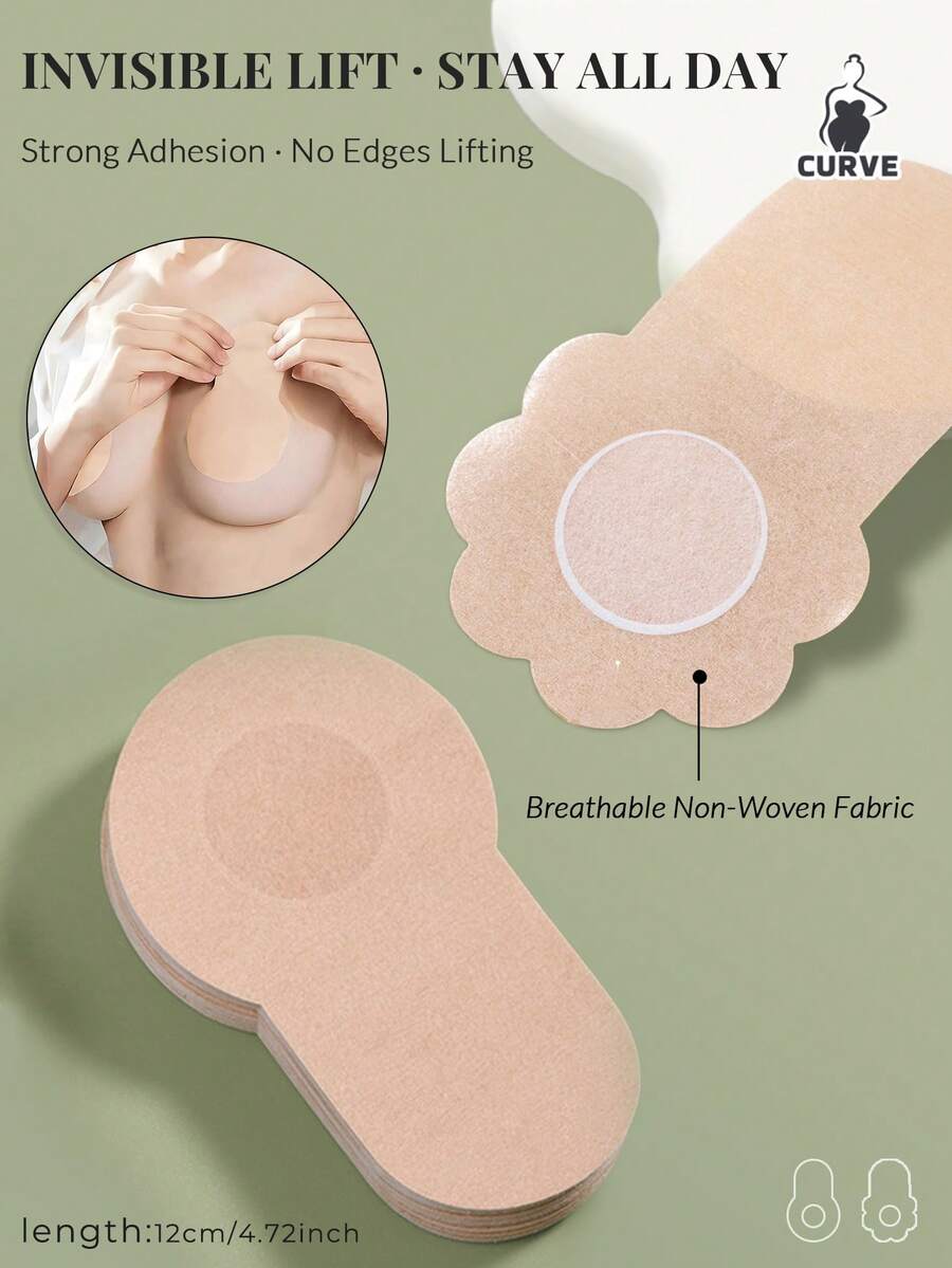 50/40/20/10/2件隐形丰胸胶带和乳贴 – 一次性无纺布聚拢提胸垫，适合大胸，无肩带露背连衣裙文胸替代品， - 米色 - 查看 1