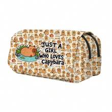 1 buc geantă de creion cu flip drăguță cu desene animate Capybara, geantă de creion cu imprimeu de desene animate de mare capacitate, potrivită pentru depozitarea pe desktop a studenților și utilizarea la birou, husă de creion, husă de creion, ghiozdan, rechizite școlare, înapoi la școală