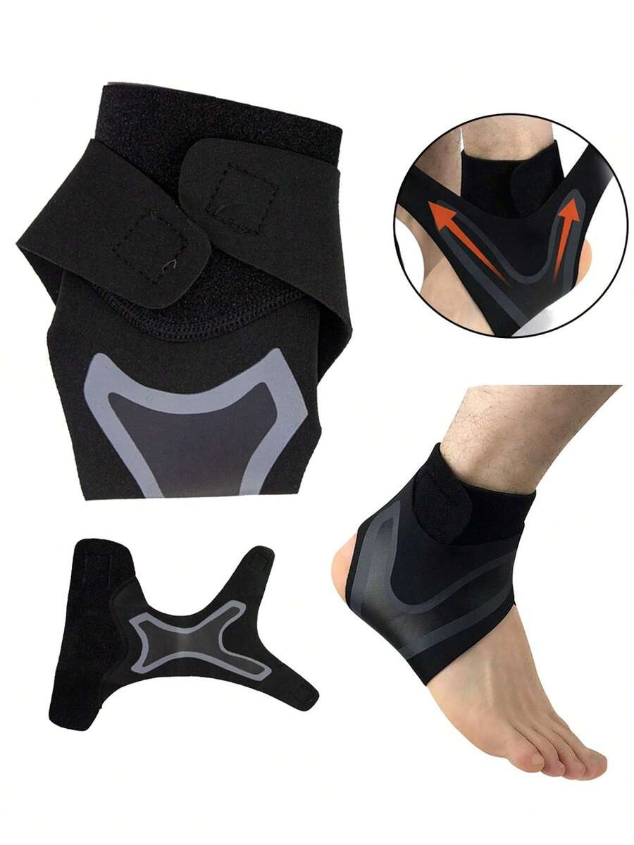 1 Pair Adjustable Ankle Support Brace Elastic Stabilizer Foot Sleeve For Sprain Prevention, Pain Relief & Recovery Arthritis, Basketball, Plantar Fasciitis - Black - View 1
