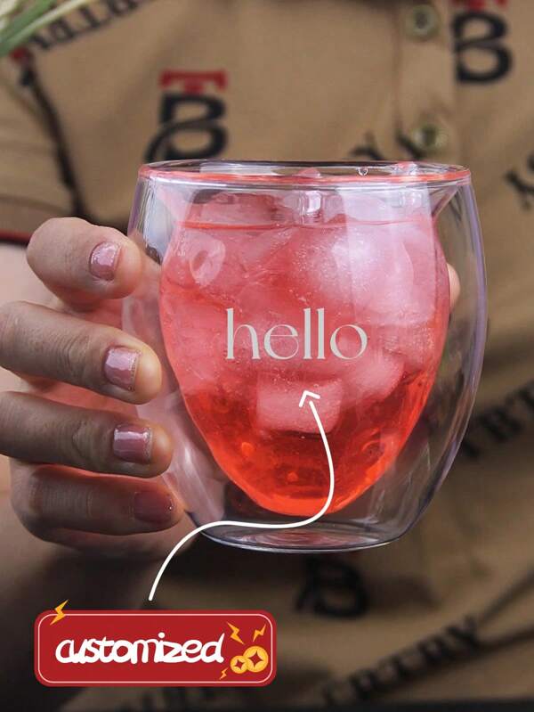 Creative Fruit Pattern Double Wall Glass Cup, Household Glass Juice Cold Drink Water Cup, Transparent Glass Cup