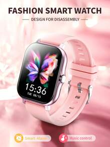 1pc Silicone Band Smart Watch With Wireless Calling, Step Tracker, Calorie Counter, Multi-Sport Modes, Remote Camera, Music Control, Alarm, Notification, 1.83" Full Touch Screen Compatible With Smartphones, Upgraded Version Suitable As A Gift