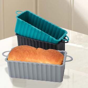 2 Christmas Small Non Stick Silicone Rectangular Cake Toast Grinding Tools, Reusable Baking Tray Basket Inserts For Replacing Dual Air Conditioning Fryers, Easy To Clean, Baking Tools, Kitchen Gadgets, Kitchen Accessories, Random Colors