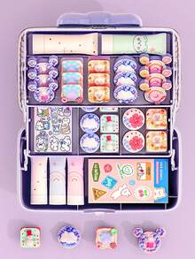 1pc Large Capacity Lidded Divided Jewelry Box, Transparent 3-Tier Cute Storage Box, Tabletop Organizer For Accessories, Makeup, Jewelry, Gender Reveal Party, Perfect For Birthdays, Weddings, Parties, The Perfect Gift For Colleagues, Friends, And Family, Back To School