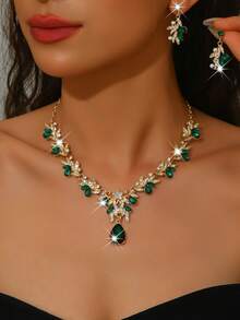 Bohemian Vintage Style Jewelry Set Silver Plated Alloy With Stainless Steel Earring Posts December Birthstone For Weddings, And Special Occasions - Gold - View 11