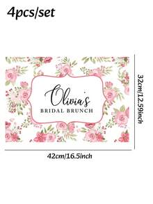 2/4/8pcs Personalized Custom-Made Placemat For Dining, Upscale Oil Painting Flower-Style Restaurants, Luxurious Restaurant-Style Personalized Table Decorations And Words, The Top Choice For Family Gifts