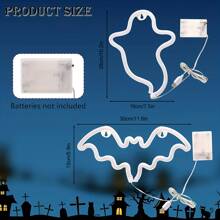 2pcs/Set Bat & Ghost Shaped Neon Sign LED Lights, USB Or Battery Operated, Creative Night Light Ideal For Halloween, Bedroom, Party, Bar, Living Room, Wall Decor