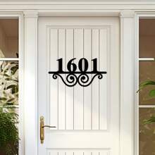 1pc Art Deco Metal House Number Sign For Front Door, Customizable Street Address Plaque, Wall Mount Home Decoration, Ideal For Porch - Thanksgiving Occasion Indoor Display