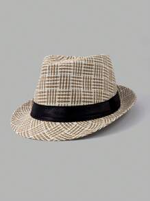 1pc Solid Color Bohemian Style Teardrop Straw Hat, Unisex Jazz Cap, Versatile For Commute & All Seasons