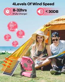 Solar Camping Fan, 20000mAh Rechargeable Portable Fan With 7W Solar Panel, Cooling Fan & Led Lantern For Bedroom,Camping,Travel,Hiking,Beach,Office,Trave Accessories Back To School