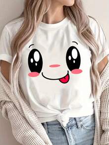 New Style Women's Loose T-Shirt, Spring And Summer Round Neck Versatile Short Sleeve, Comfortable Breathable Fabric, Casual Soft Sports Style - White - View 1