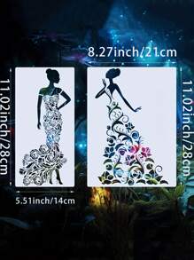 5pcs Beautiful Girl Themed Painting Templates, Butterflies, Flowers, Leaves, Vines, Clothing Elements, Illustrations, Wall Art, Frame, Art Creation Materials. Reusable, Washable DIY Artworks. Home Decor Craft Templates. With Good Flexibility And Durability, Sturdy And. For Tattoo And Body Art Bleeding Templates,School Supplies,Back To School
