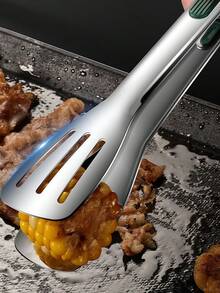 1pc Stainless Steel Kitchen Cooking Tongs, Stainless Steel Food Tongs, Bread Serving Tongs, Anti Scalding Silica Gel, Dishwasher Friendly - Small, Medium, Large - Multicolor - View 5