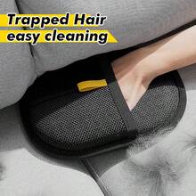 Găng tay loại bỏ lông thú cưng tái sử dụng, găng tay chải lông chó hai mặt, có thể loại bỏ lông thú cưng khỏi thảm, ghế sofa, giường thú cưng, cây leo cho mèo, đồ nội thất, quần áo và nhiều nơi khác. - màu đen - Xem 11