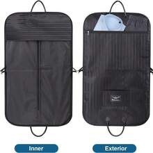 AQY Suit Bag For Travel 40 Foldable Carry On Garment Bags For Men Waterproof Suit Carrier With Luggage Trolley Sleeve Black 8502 - Black - View 3