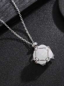 Colar com moldura de cristal prateado, moldura de cristal vazia, metal a granel, gaiola de pedra de aço inoxidável, corrente de pedra preciosa ajustável e intercambiável para fabricação de joias, colar faça você mesmo