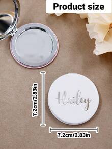 定制口袋镜，可定制姓名，个性化哑光折叠化妆镜，定制不锈钢迷你镜，可定制姓名礼物，伴娘礼物，结婚礼物，生日礼物，周年纪念日，情人节礼物，旅行便携，小巧精致，适合送给女朋友、母亲、闺蜜、情侣，圣诞节美妆配件 - 彩色 - 查看 3
