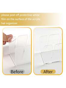 4/Pcs Acrylic Hat Storage Box Baseball Cap Rack, Can Hold 14 Baseball Caps, Hat Rack For Personal Items Display And Storage, Suitable For Bedroom, Wardrobe, Dressing Table, Office - Multicolor - View 7