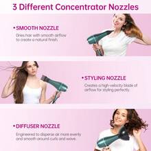 12PC Professional Hair Dryer Fast Drying Salon Blow Dryer With Diffuser, Comb, Nozzle, Concentrator, For Curly And Straight Hair, 2 Speed & 2 Heat Setting, Cool Button - View 10