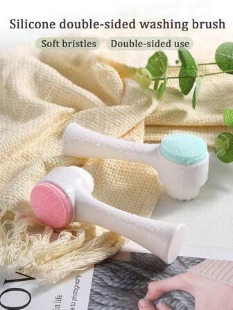 1pc Deep Cleansing Silicone Face Scrub Brush With Soft Bristles, Manual Pore Cleanser For Blackhead Removal