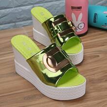 Plataformas De Mujer Elegantes Fashion Women's Summer Fish Mouth Wedge Thick Sole Solid Color Outdoor Thick Sole Sandals - 綠色 - 查看 1