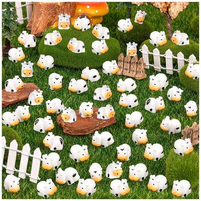 Mini vaca, estatuilla de vaca animal lindo, decoración de pastel, decoraciones de resina para paisaje de jardín, decoración para el hogar, fiesta