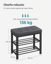 SONGMICS Shoe Changing Stool - Grey - View 3