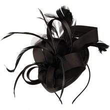 Derby Fascinators Women High Tea Party Hat Wedding Cocktail Flower Headware With Mesh And Feathers - Y-black - View 5
