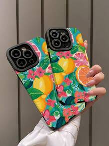 1 件时尚柠檬图案竖条纹经典防摔软皮手机壳适用于 Apple 和 16/16PLUS/16PRO/16PROMAX 防水防震防刮 - 彩色 - 查看 4