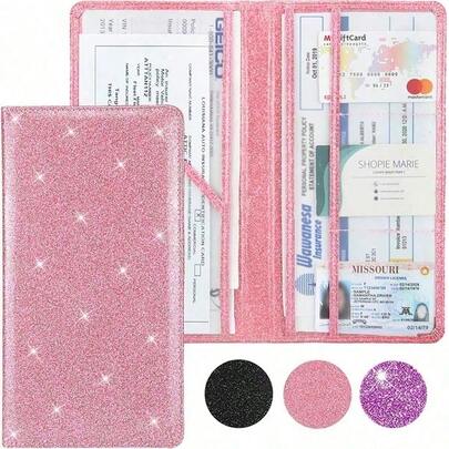 Car Registration And Insurance Card Holder, Vehicle License Document Glove Box Compartment Organizer, Interior Car Accessories For Women Men Teens,Waterproof Car Document Holder For Cards, Driver License