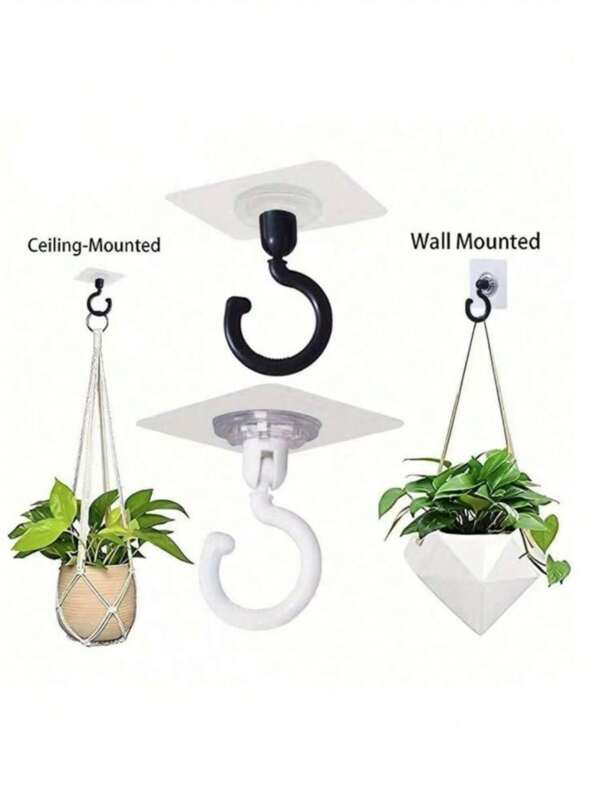 1 360° Rotatable Self-Adhesive Ceiling Hook - Powerful Load Capacity, Installation Without Drilling, Multi-Purpose Wall Hook For Canopy Nets, Mosquito Nets And Home Organizations