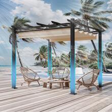 Gunji 3x3/3x4m Gazebo, Stable, Cold-Resistant, With Magnetic Fastening, Pergola With Adjustable Shade Area, Aluminum Frame, For Garden And Patio Roofing, Beige/Grey - Màu be - Xem 5