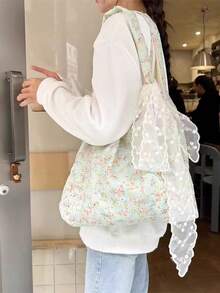 Women Shoulder Bags - 桔碎花+絲帶 - 查看 3