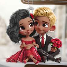 2 Styles - 1pc Customized Cartoon Couple Car Pendant, Personalized Acrylic Car Accessories, Unique Couple Gift, Anniversary Gift, Holiday/Occasion Gift (For Girlfriend/Wife) - As Shown - View 9